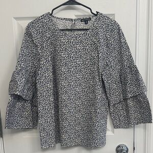 J. Crew Factory Blue and White Patterned Blouse